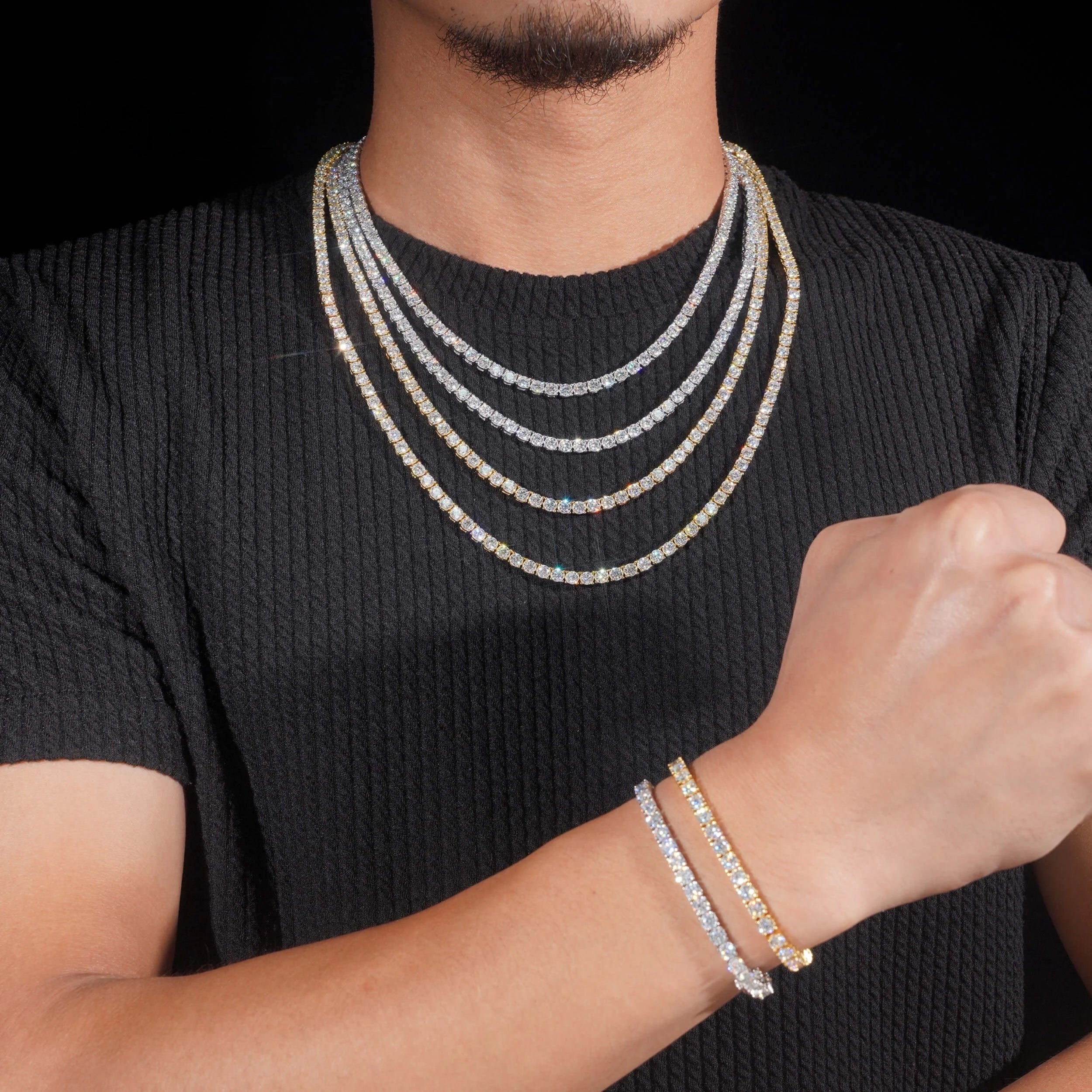 Elegant Moissanite Diamond Tennis Chain in Luxurious Silver