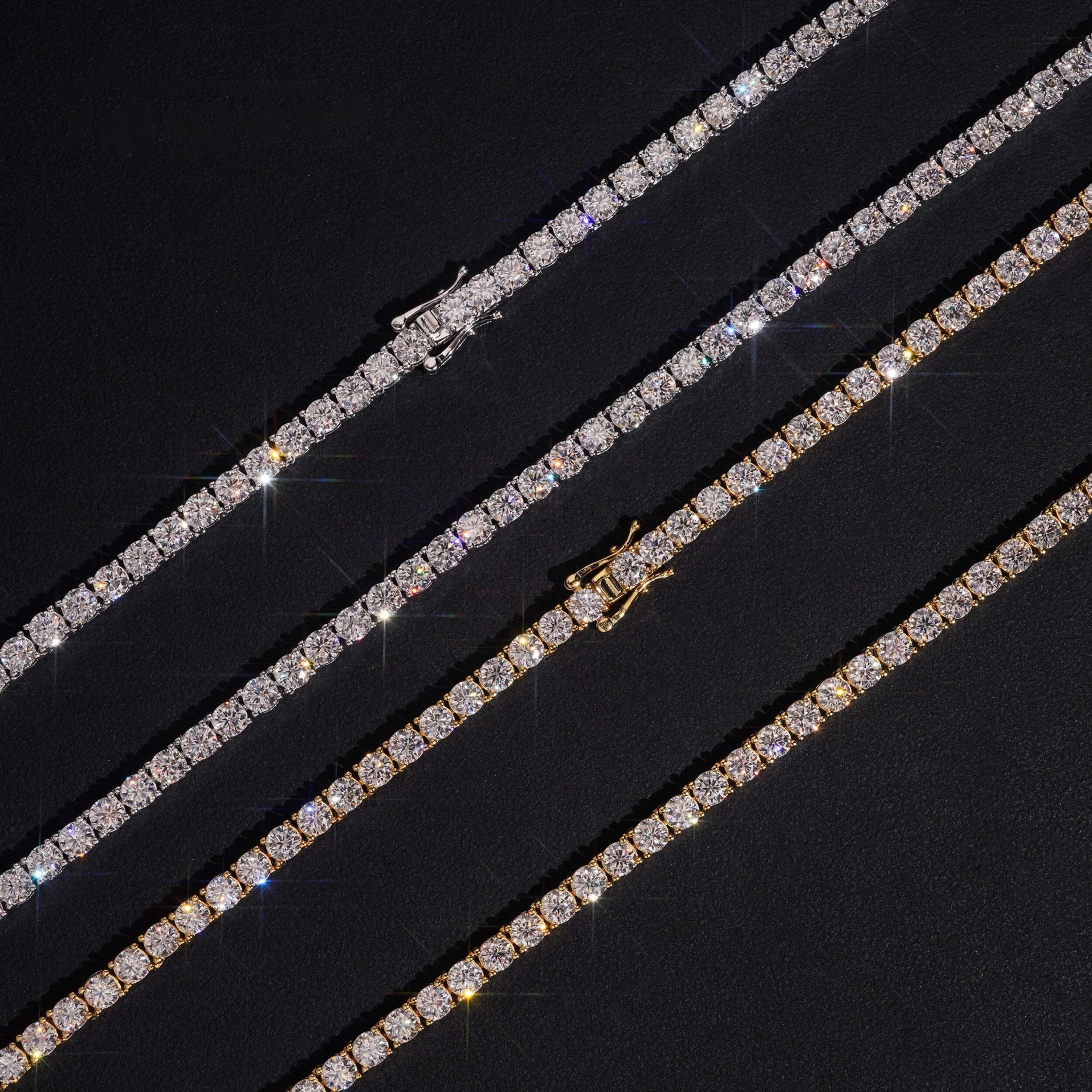 Elegant Moissanite Diamond Tennis Chain in Luxurious Silver
