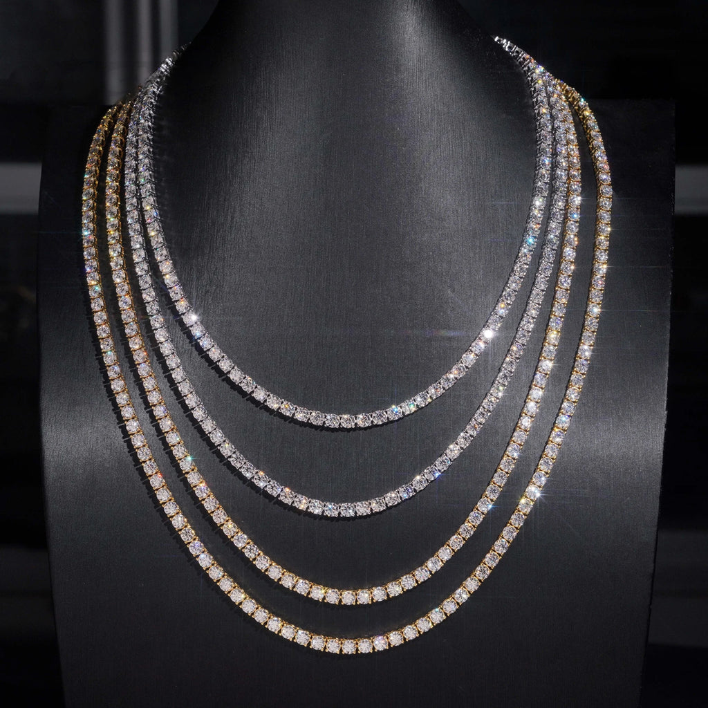 Elegant Moissanite Diamond Tennis Chain in Luxurious Silver