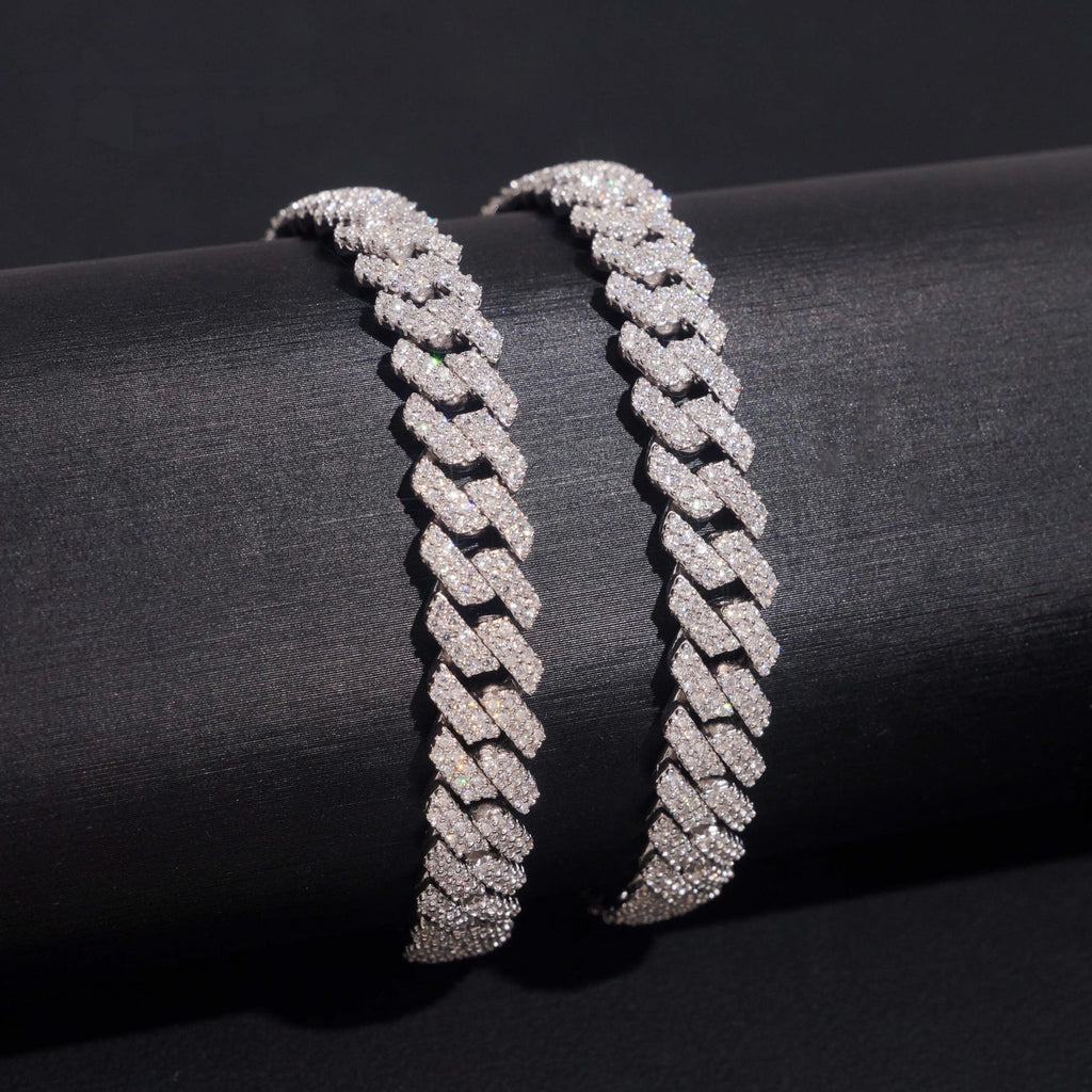 Elegant Moissanite Cuban Bracelet in Silver