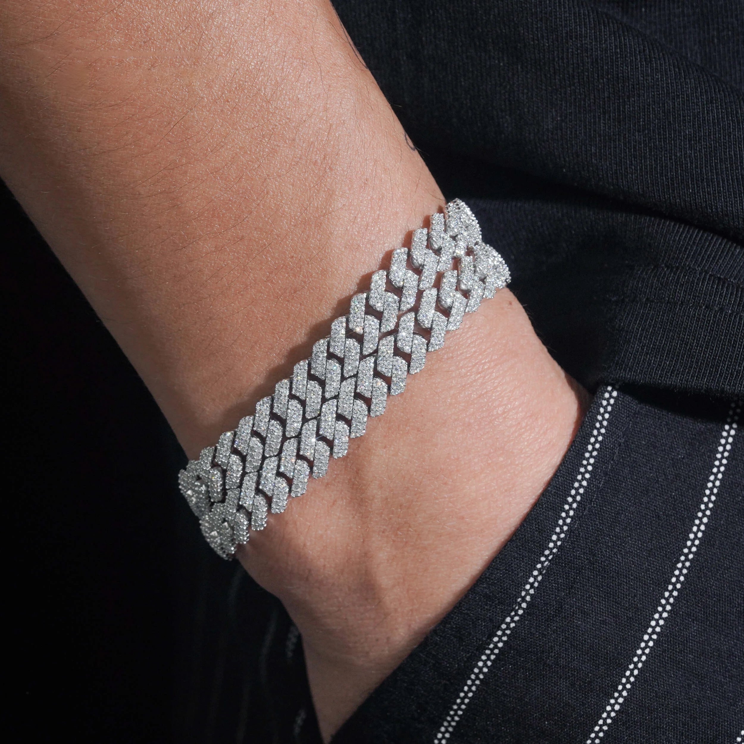 Elegant Moissanite Cuban Bracelet in Silver