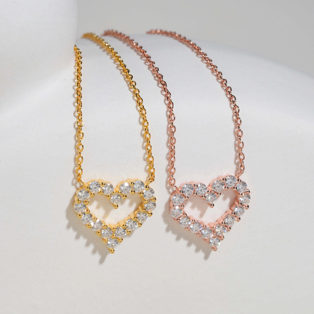 Elegant Heart Moissanite Necklace in Sterling Silver