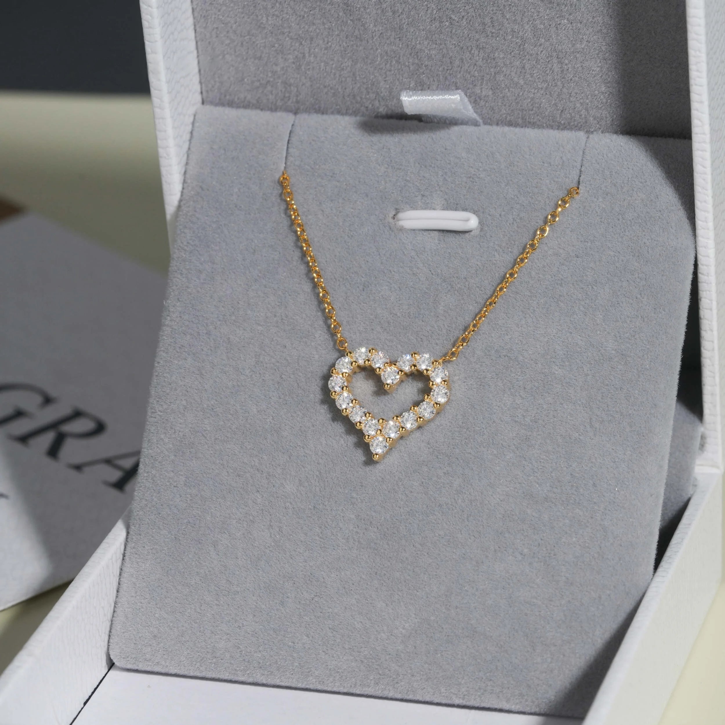 Elegant Heart Moissanite Necklace in Sterling Silver