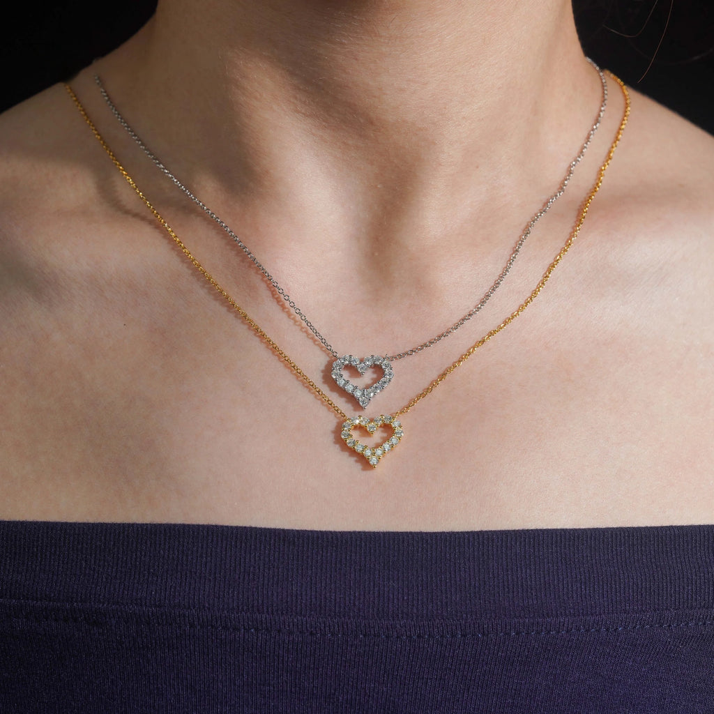 Elegant Heart Moissanite Necklace in Sterling Silver