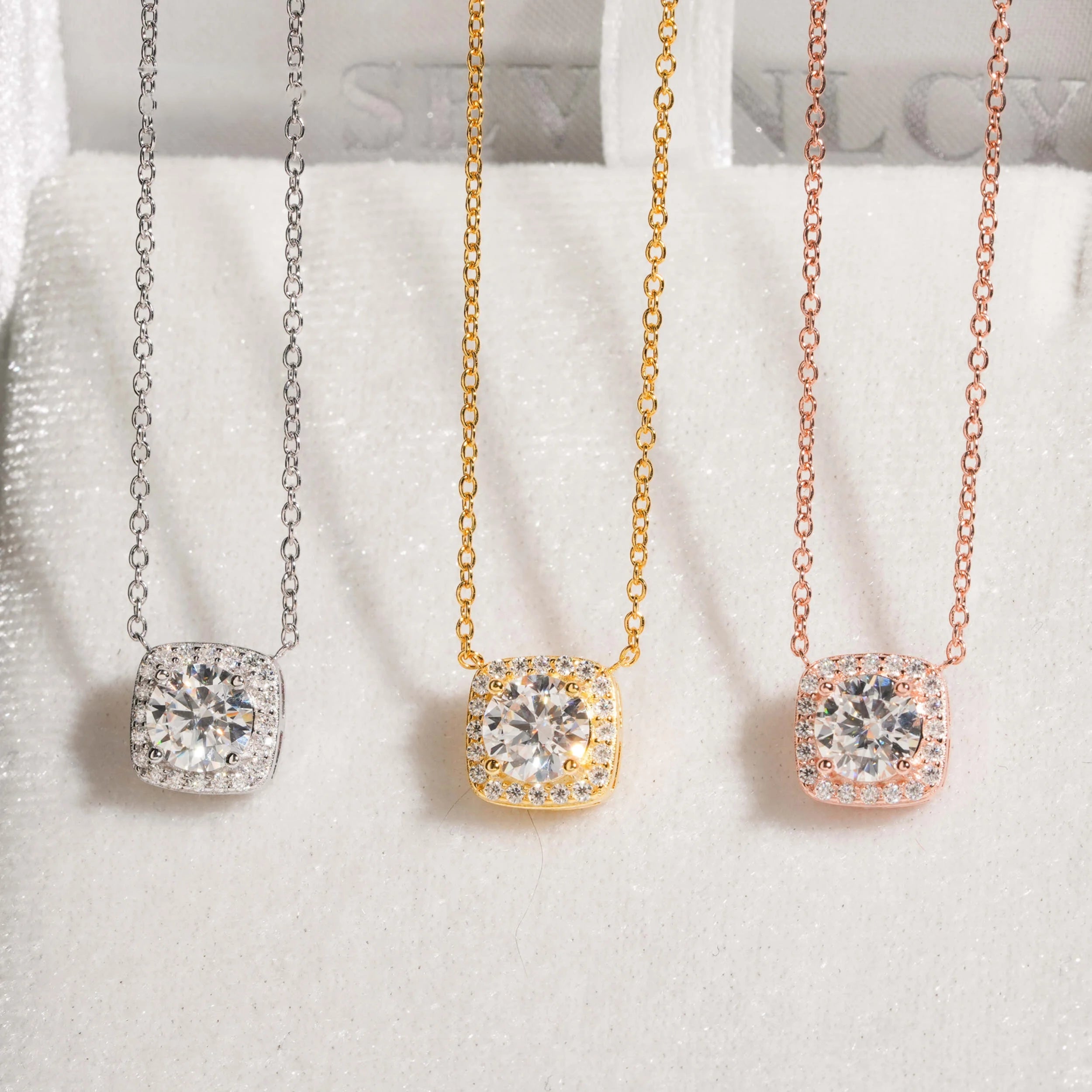 Elegant Halo Moissanite Pendant Necklace in Sterling Silver