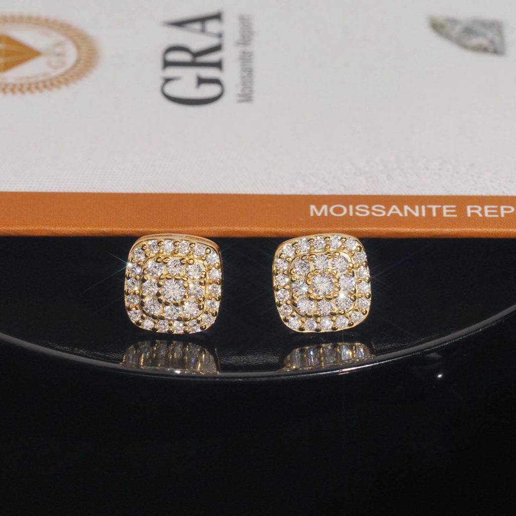 Iced Moissanite Stud Earrings in Gold-Plated Sterling Silver