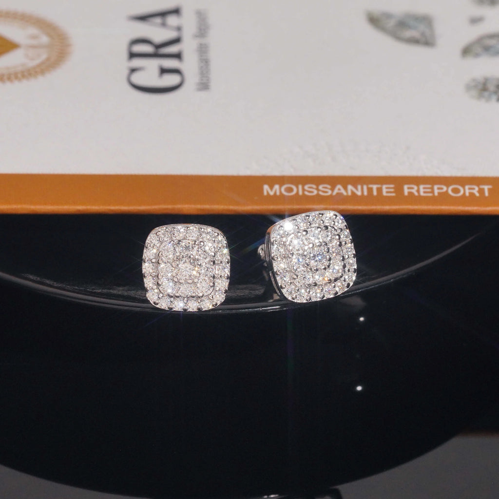 Iced Moissanite Stud Earrings in Gold-Plated Sterling Silver