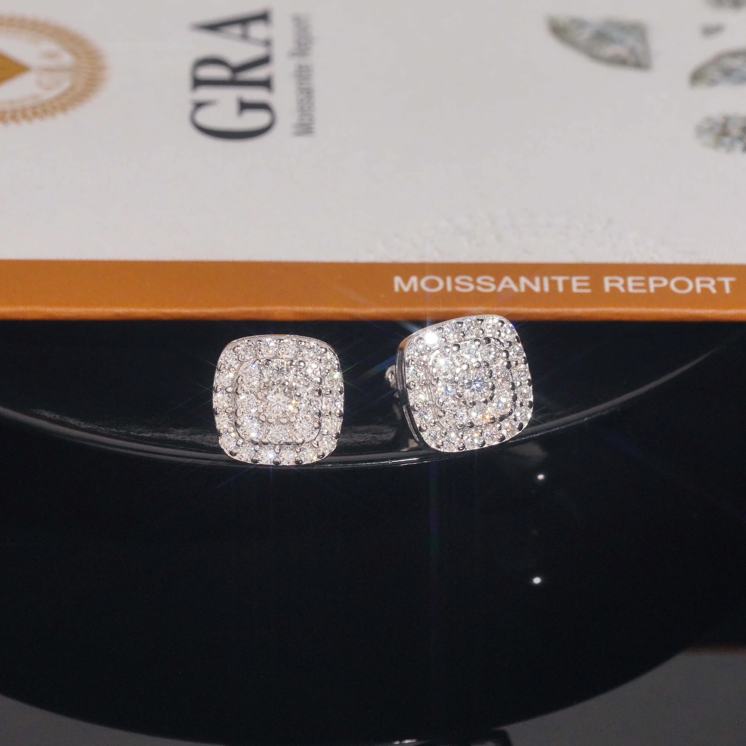 Iced Moissanite Stud Earrings in Gold-Plated Sterling Silver