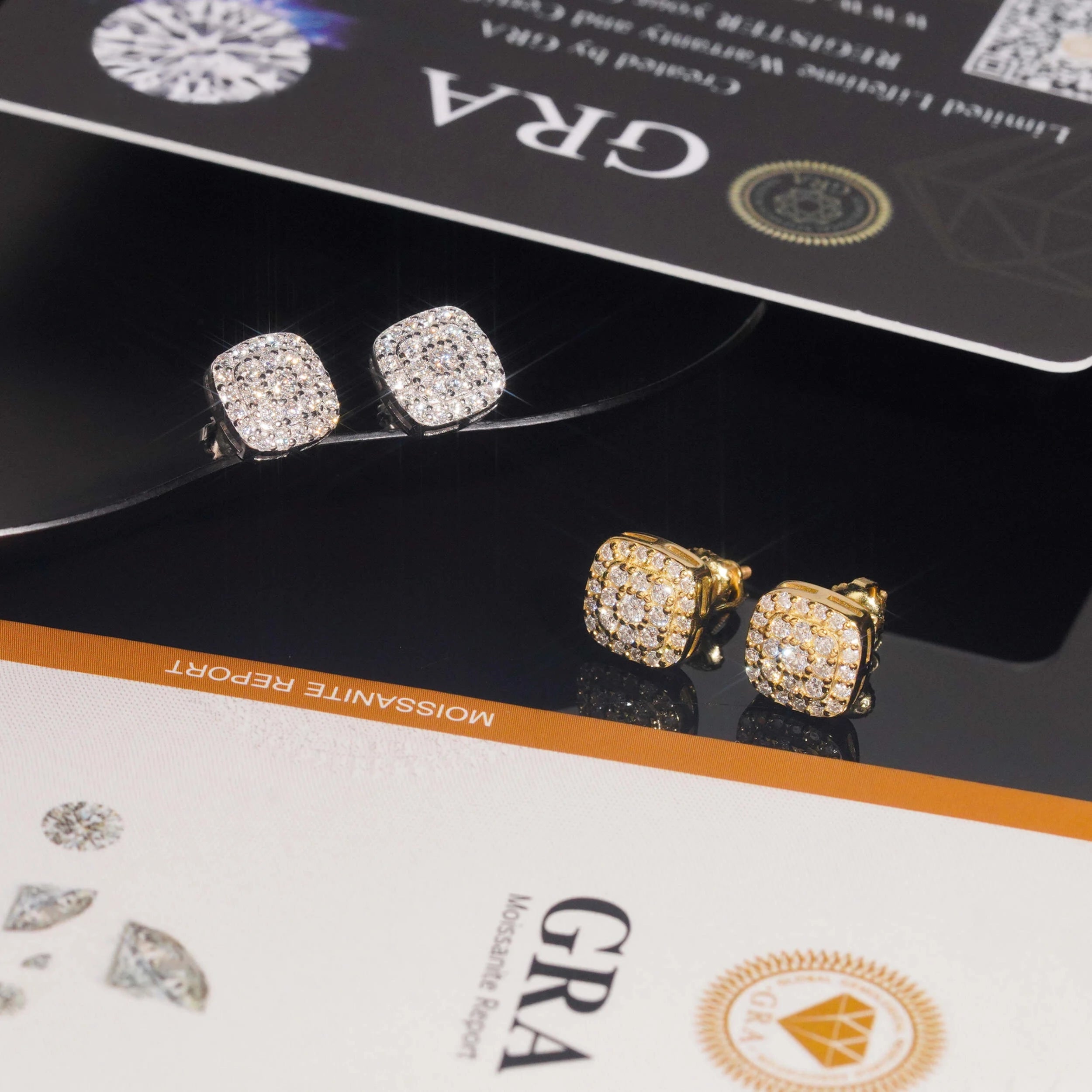 Iced Moissanite Stud Earrings in Gold-Plated Sterling Silver