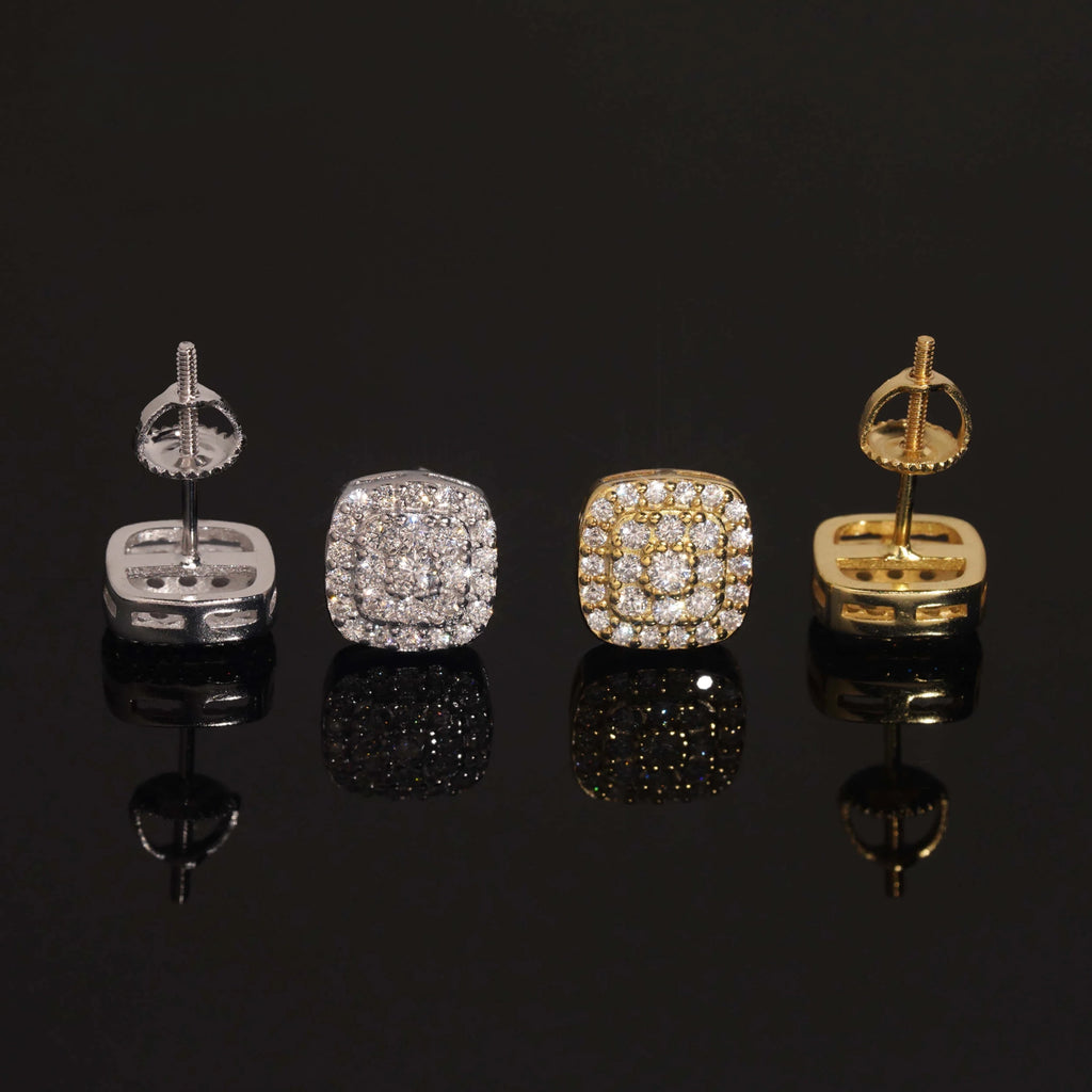 Iced Moissanite Stud Earrings in Gold-Plated Sterling Silver