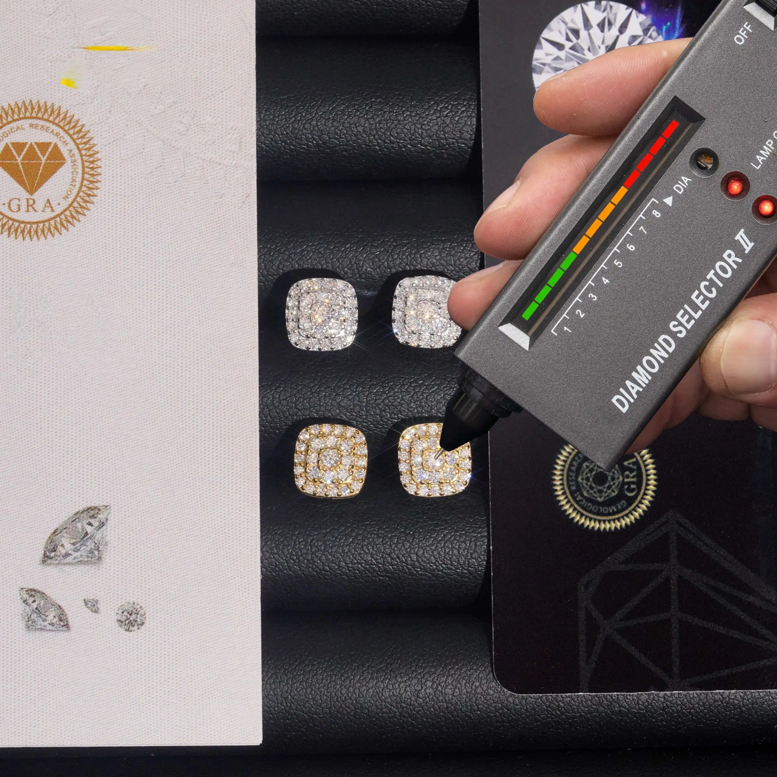 Iced Moissanite Stud Earrings in Gold-Plated Sterling Silver