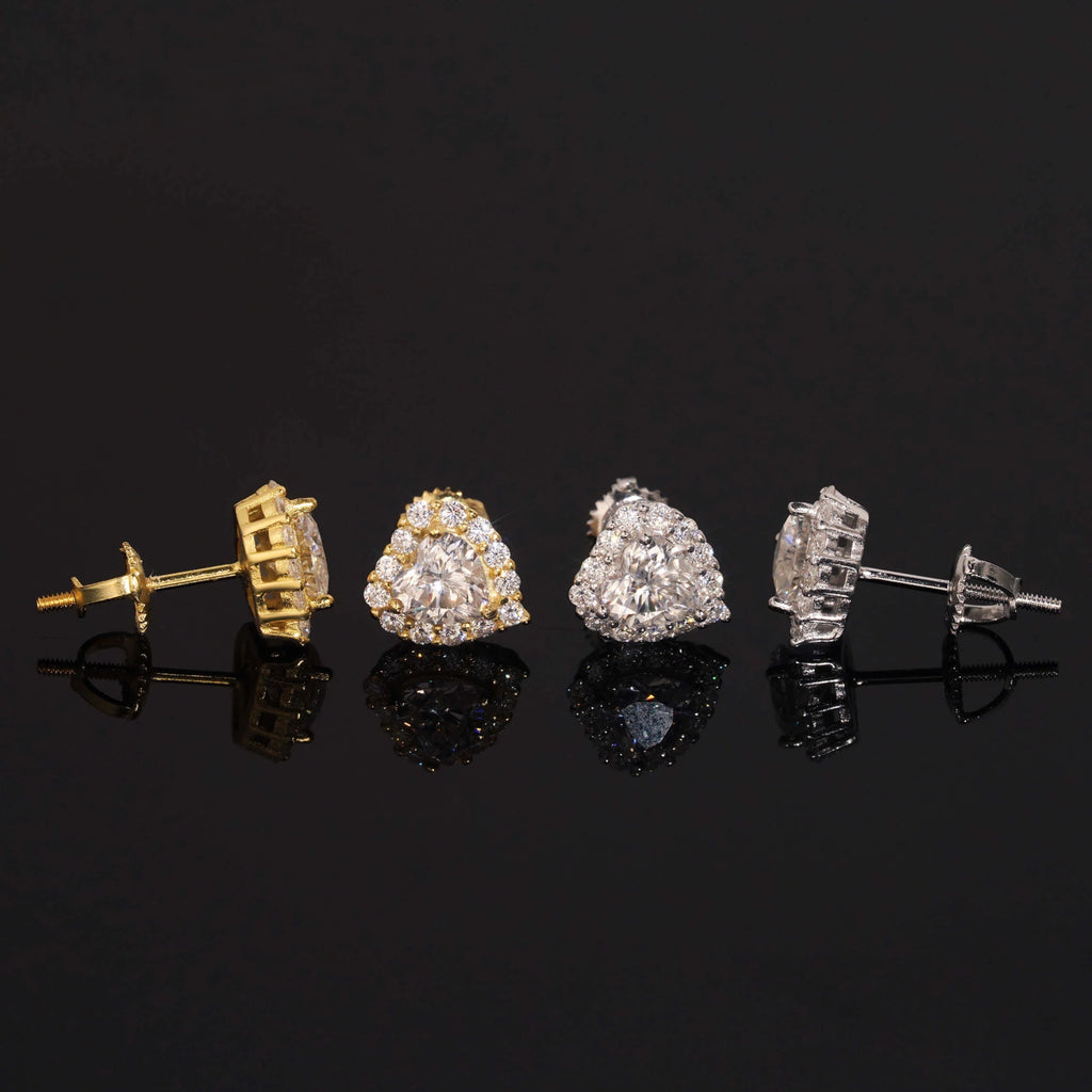 Luxury Heart-Cut Moissanite Stud Earrings in Sterling Silver