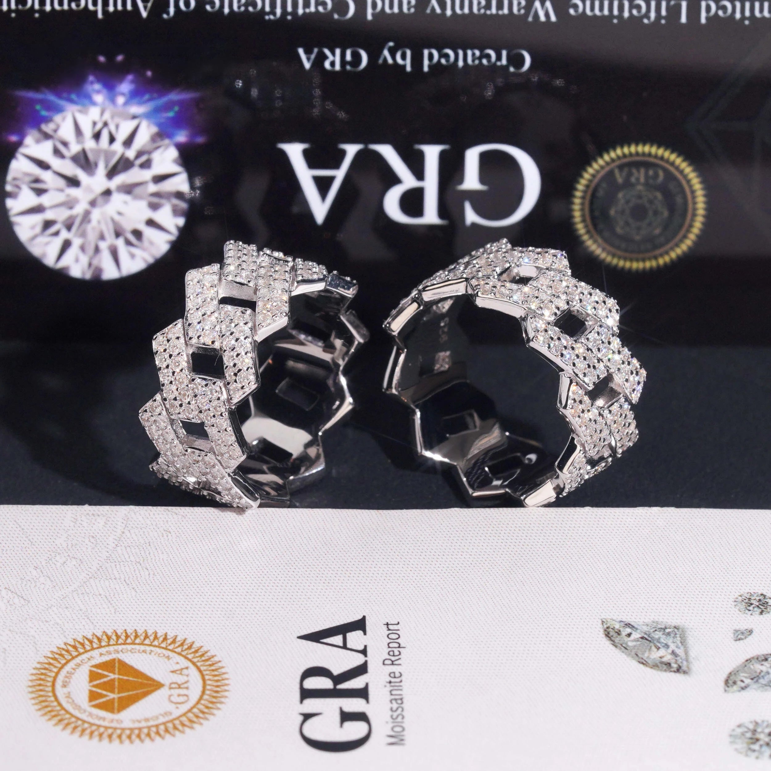 Iced Out Moissanite Cuban Ring in Luxurious 925 Silver