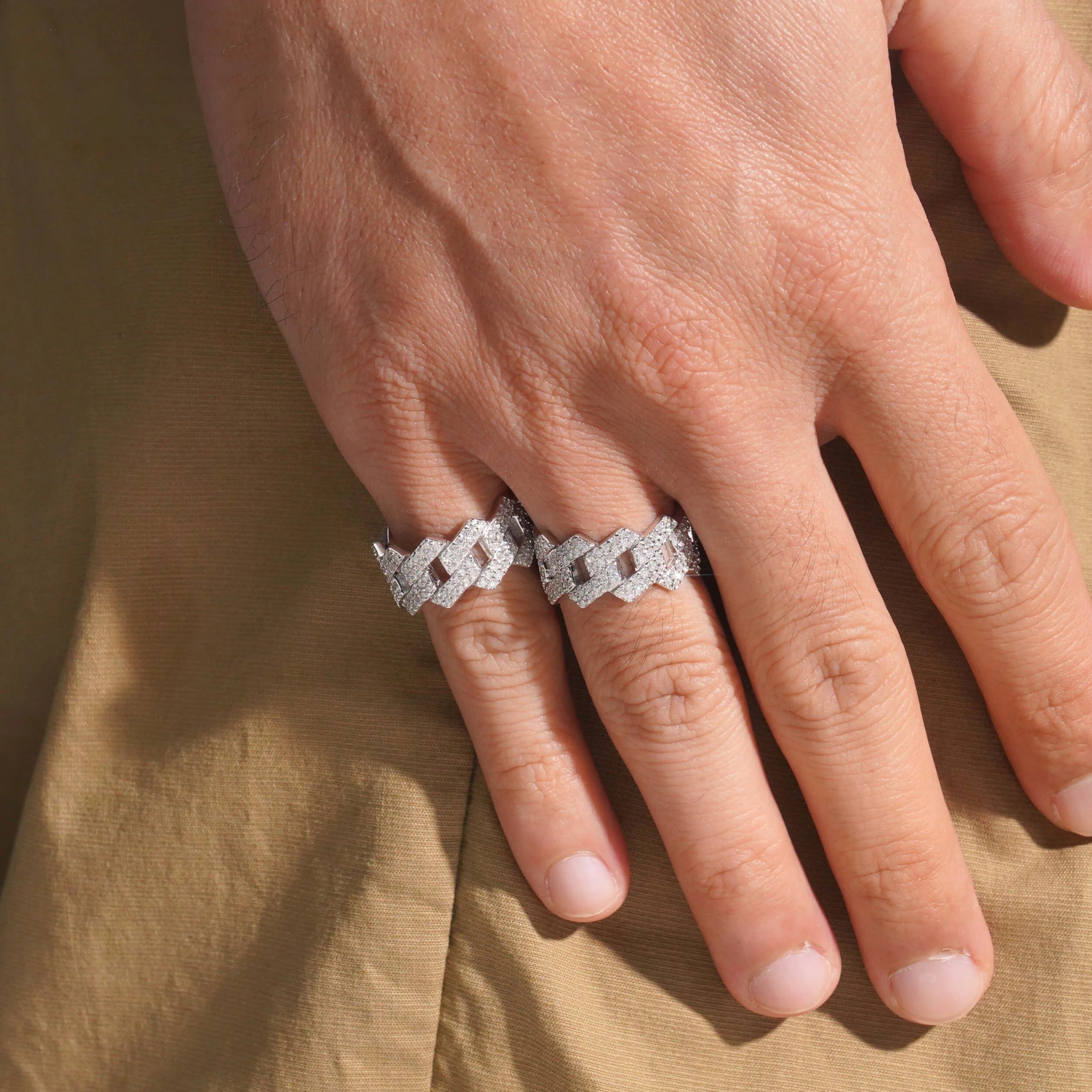Iced Out Moissanite Cuban Ring in Luxurious 925 Silver