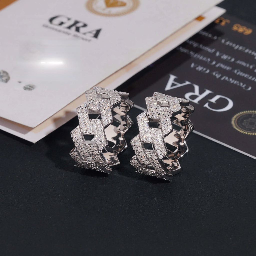 Iced Out Moissanite Cuban Ring in Luxurious 925 Silver