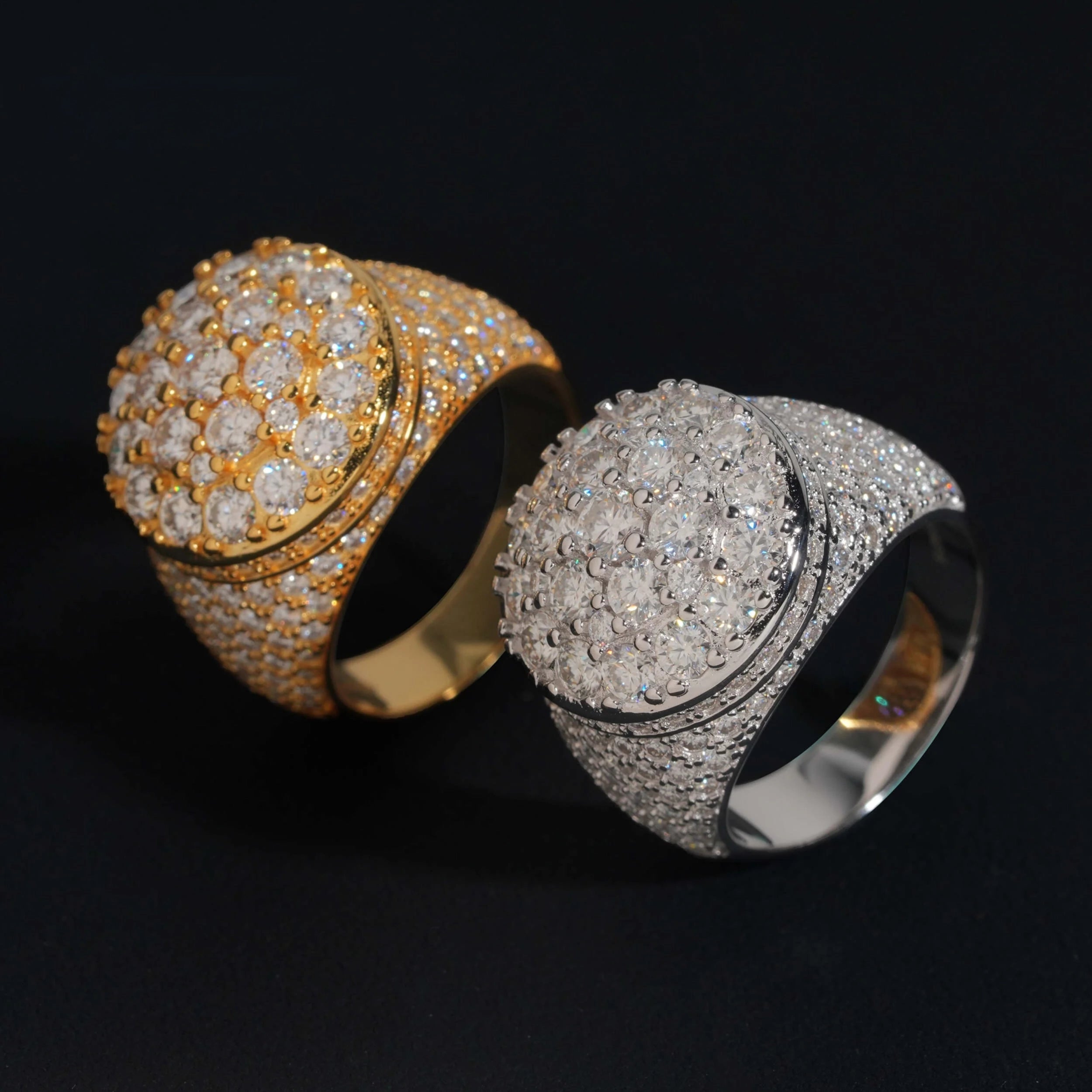 Iced Moissanite Men's Ring in Sterling Silver