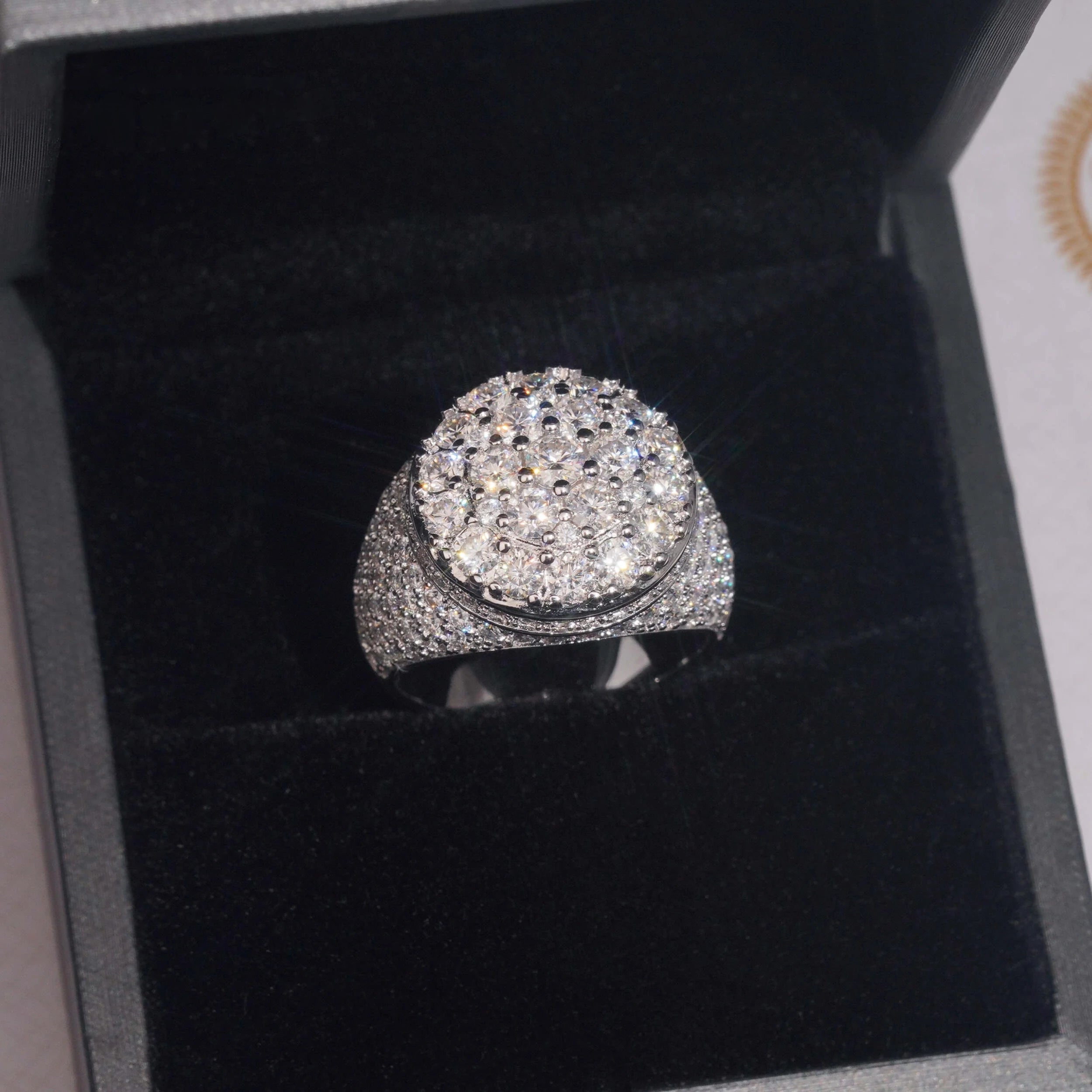 Iced Moissanite Men's Ring in Sterling Silver
