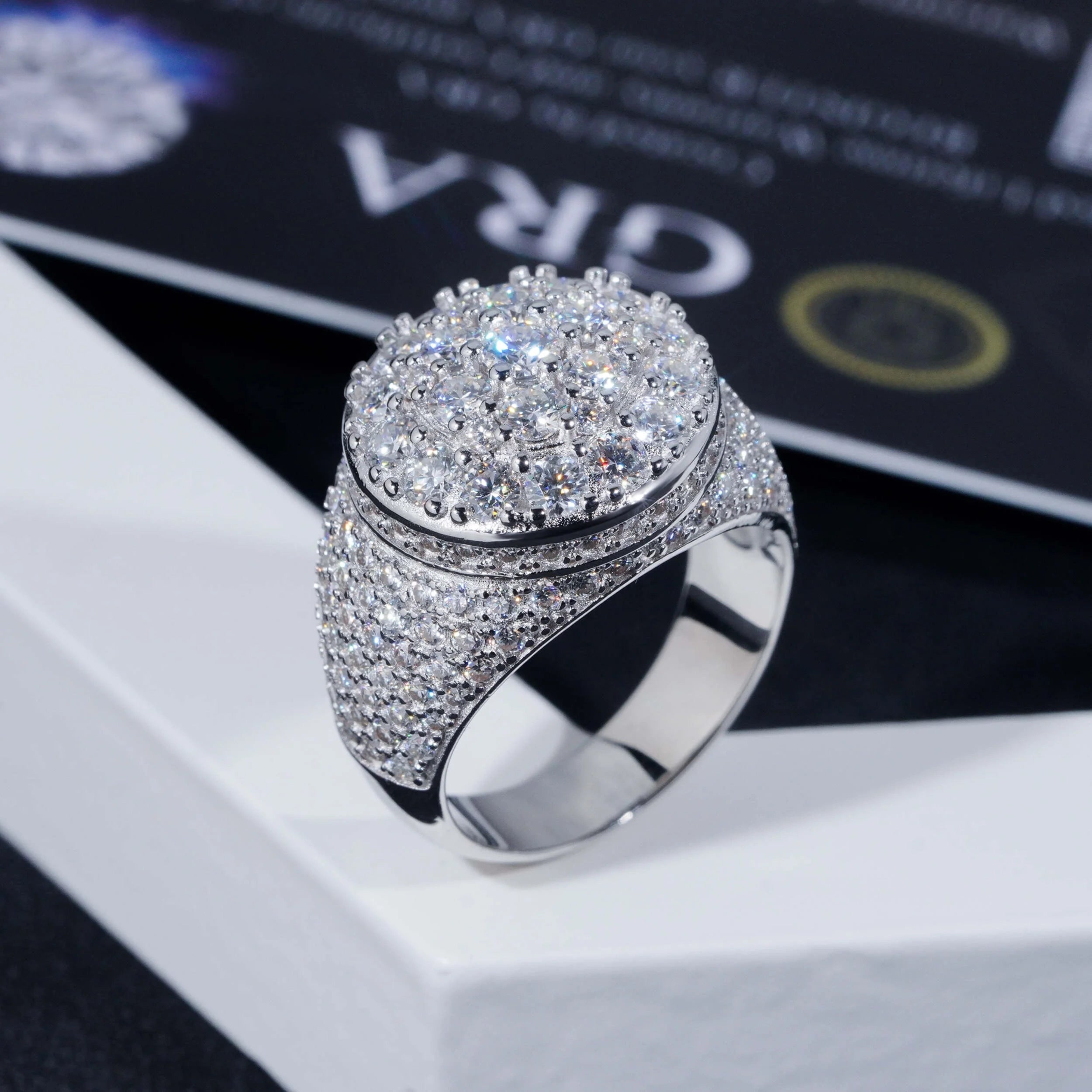 Iced Moissanite Men's Ring in Sterling Silver