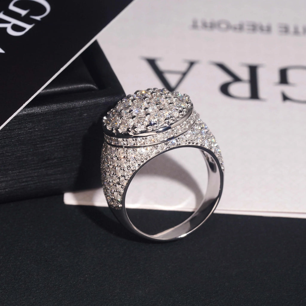 Iced Moissanite Men's Ring in Sterling Silver