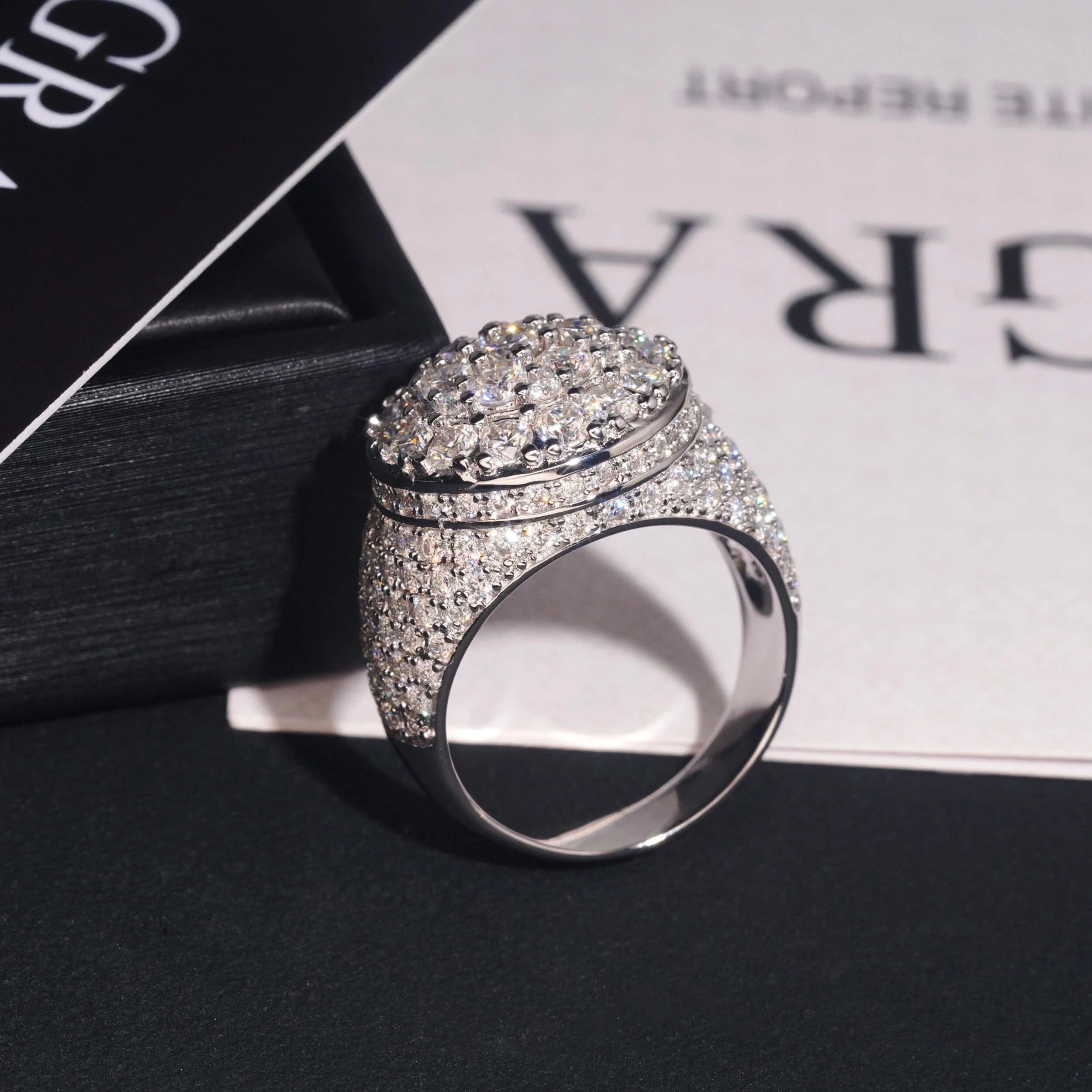 Iced Moissanite Men's Ring in Sterling Silver