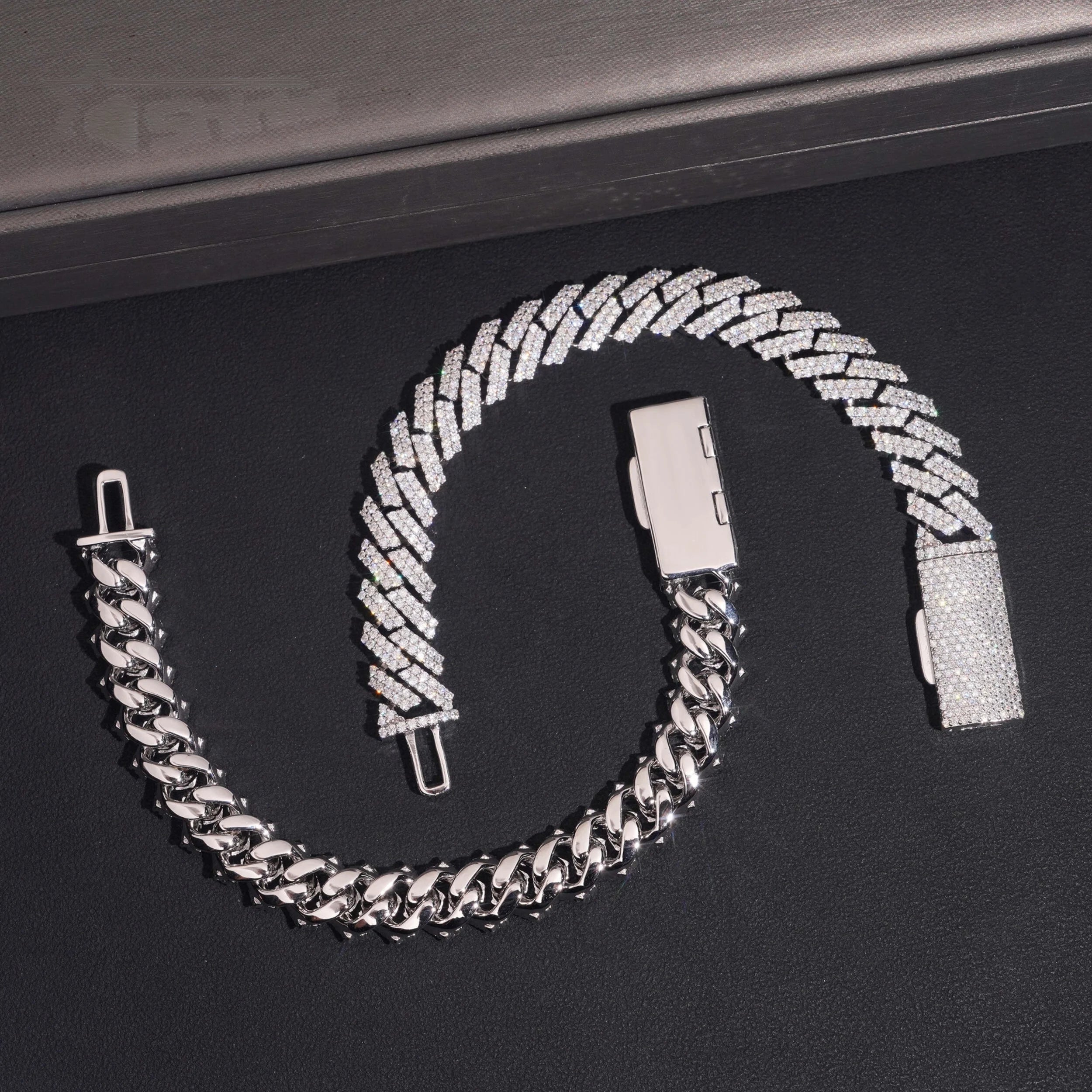 Luxury Moissanite Cuban Link Bracelet in Sterling Silver