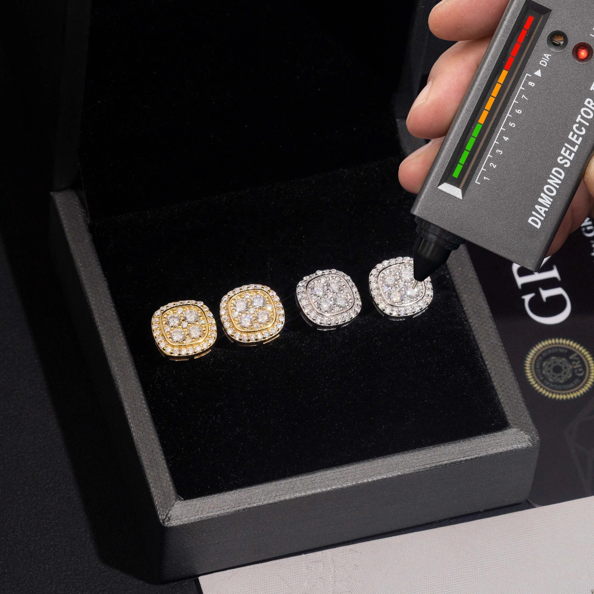 Iced Moissanite Hip Hop Earrings in 925 Silver