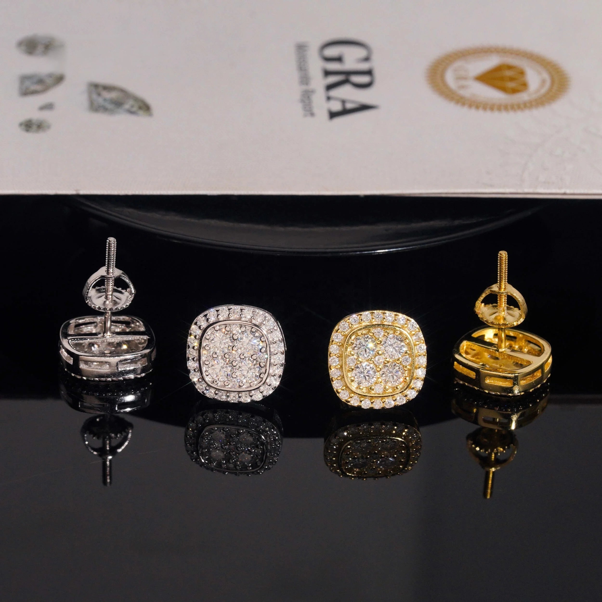 Iced Moissanite Hip Hop Earrings in 925 Silver