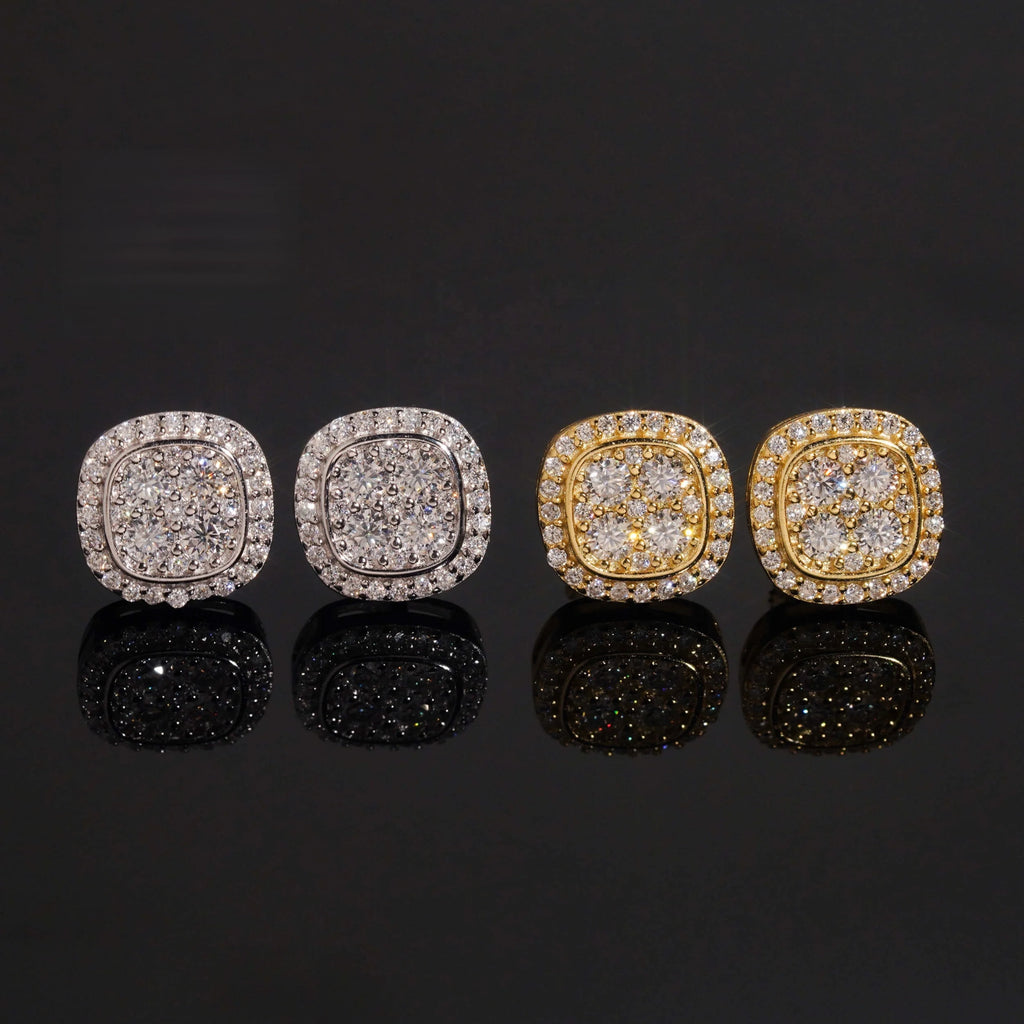 Iced Moissanite Hip Hop Earrings in 925 Silver