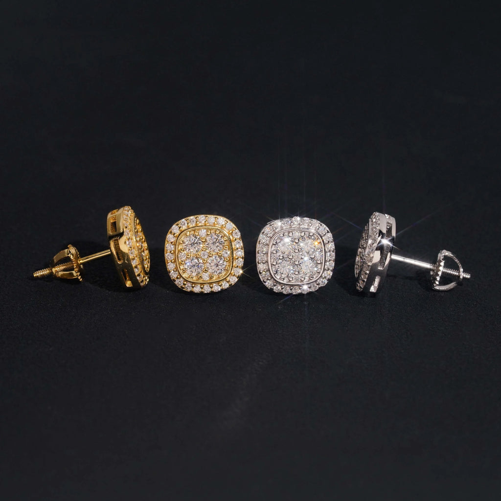 Iced Moissanite Hip Hop Earrings in 925 Silver