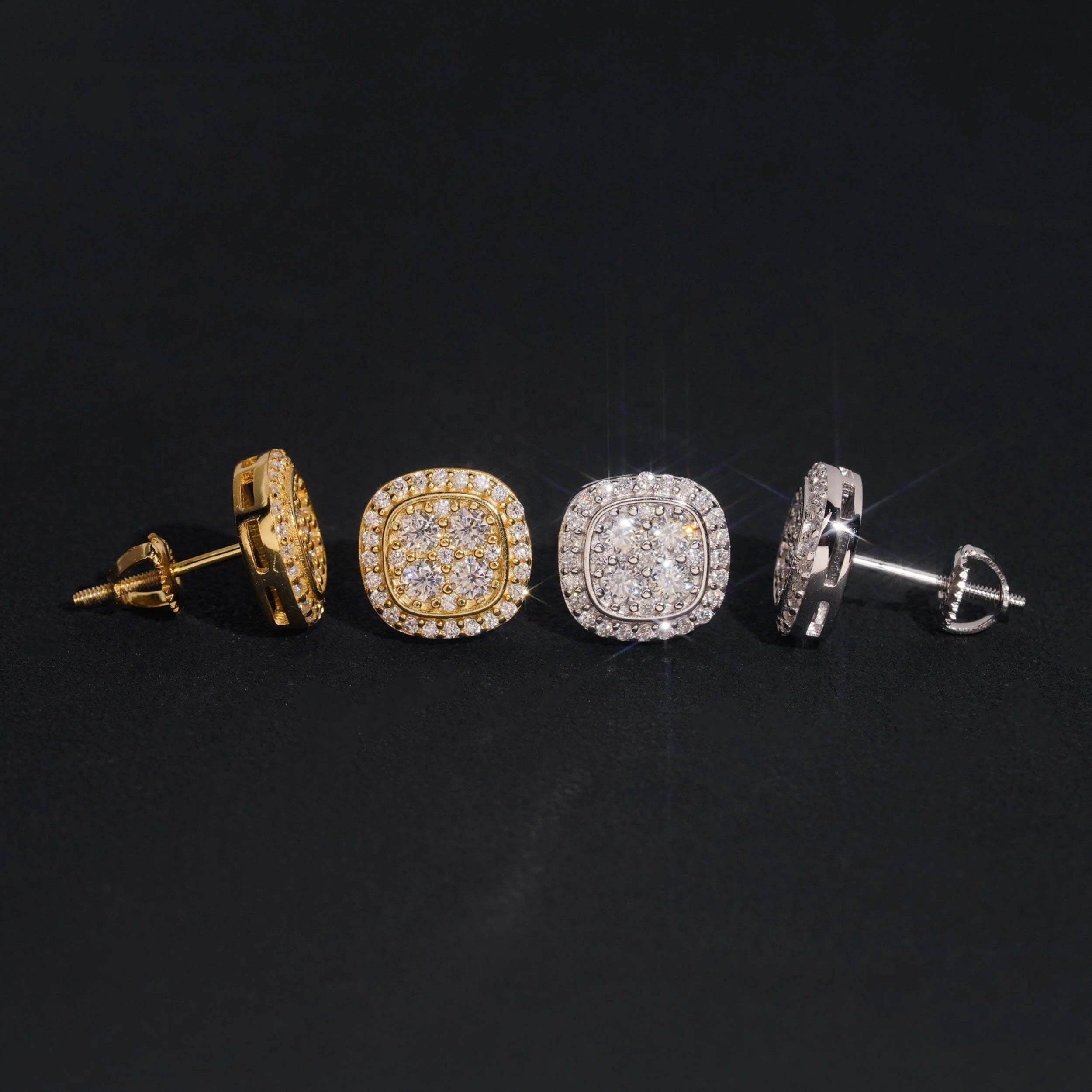Iced Moissanite Hip Hop Earrings in 925 Silver