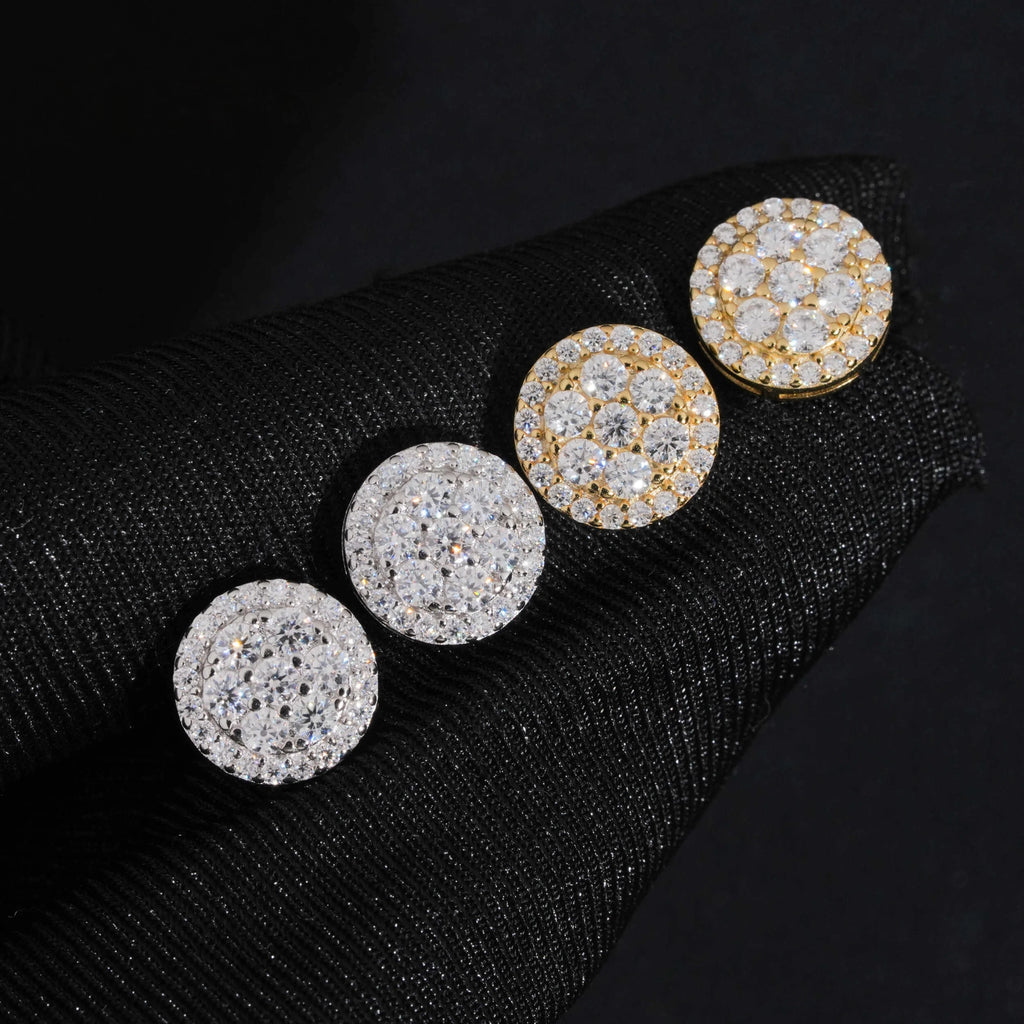 Iced Moissanite Cluster Stud Earrings in Sterling Silver