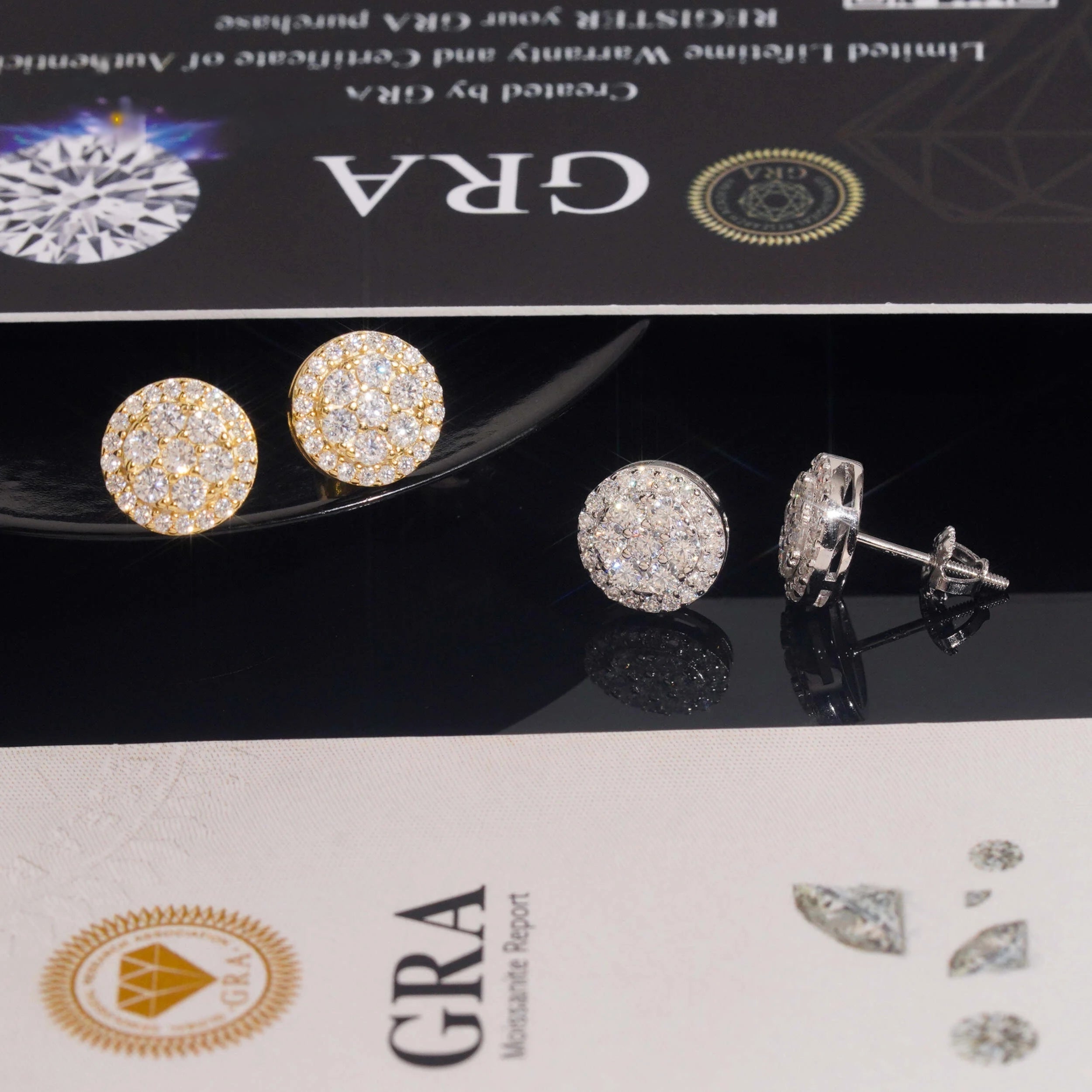 Iced Moissanite Cluster Stud Earrings in Sterling Silver