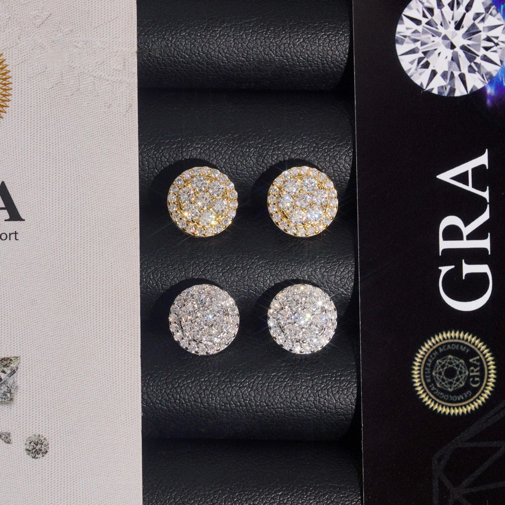 Iced Moissanite Cluster Stud Earrings in Sterling Silver