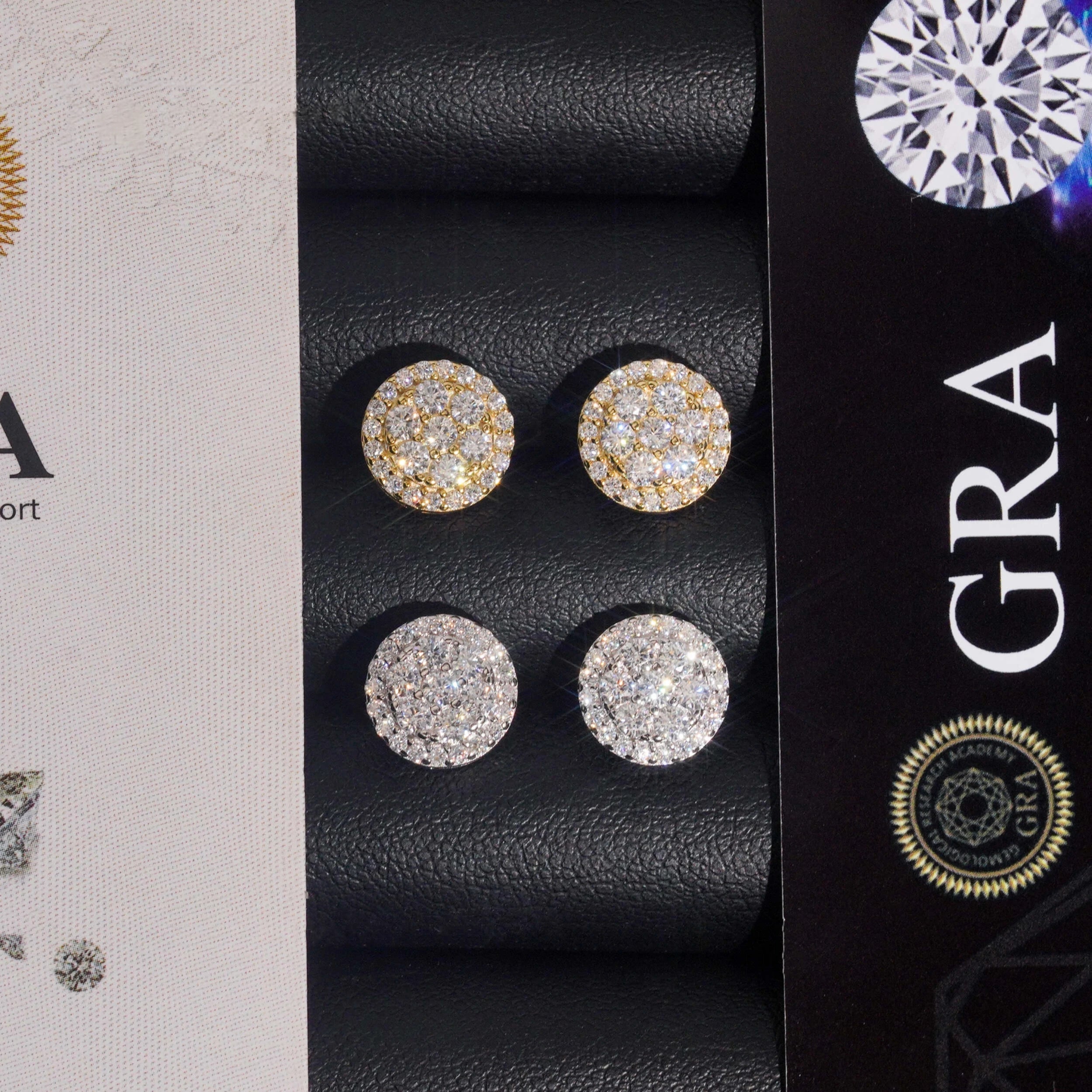 Iced Moissanite Cluster Stud Earrings in Sterling Silver