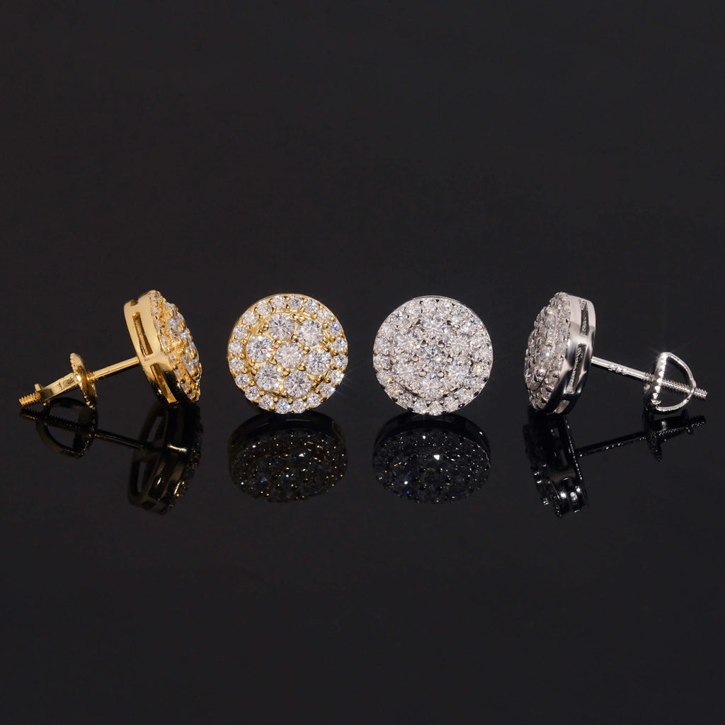 Iced Moissanite Cluster Stud Earrings in Sterling Silver