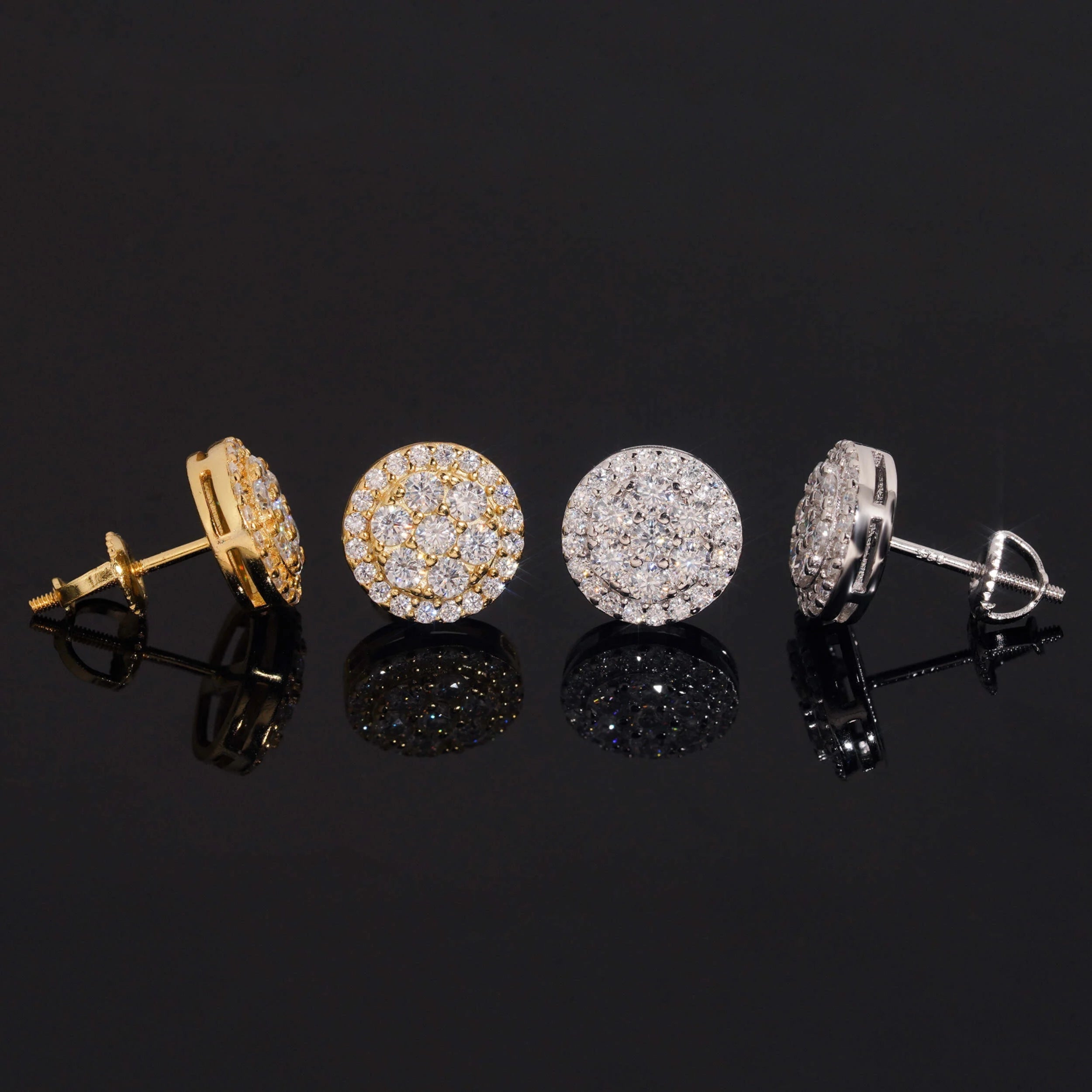 Iced Moissanite Cluster Stud Earrings in Sterling Silver