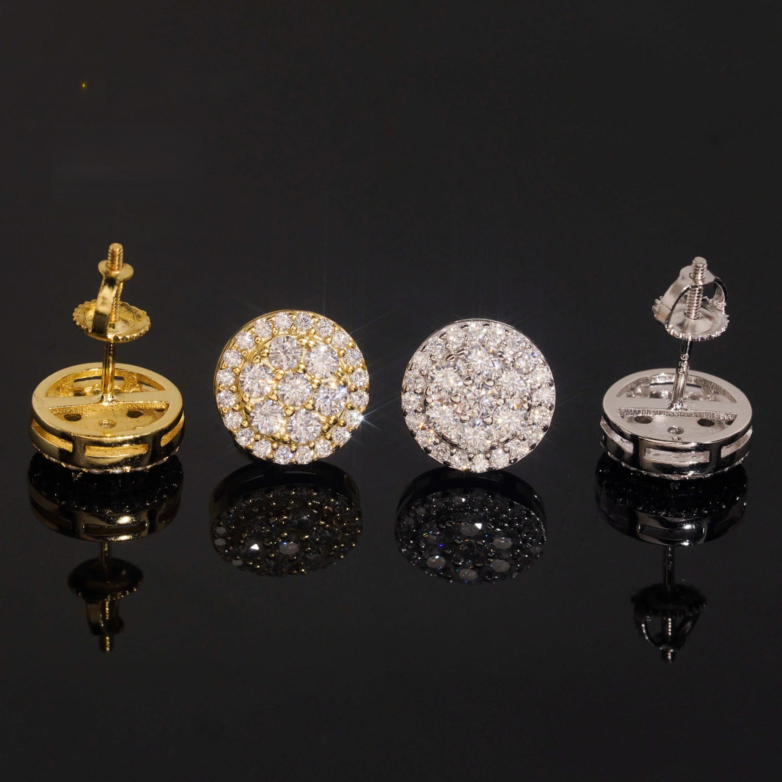 Iced Moissanite Cluster Stud Earrings in Sterling Silver