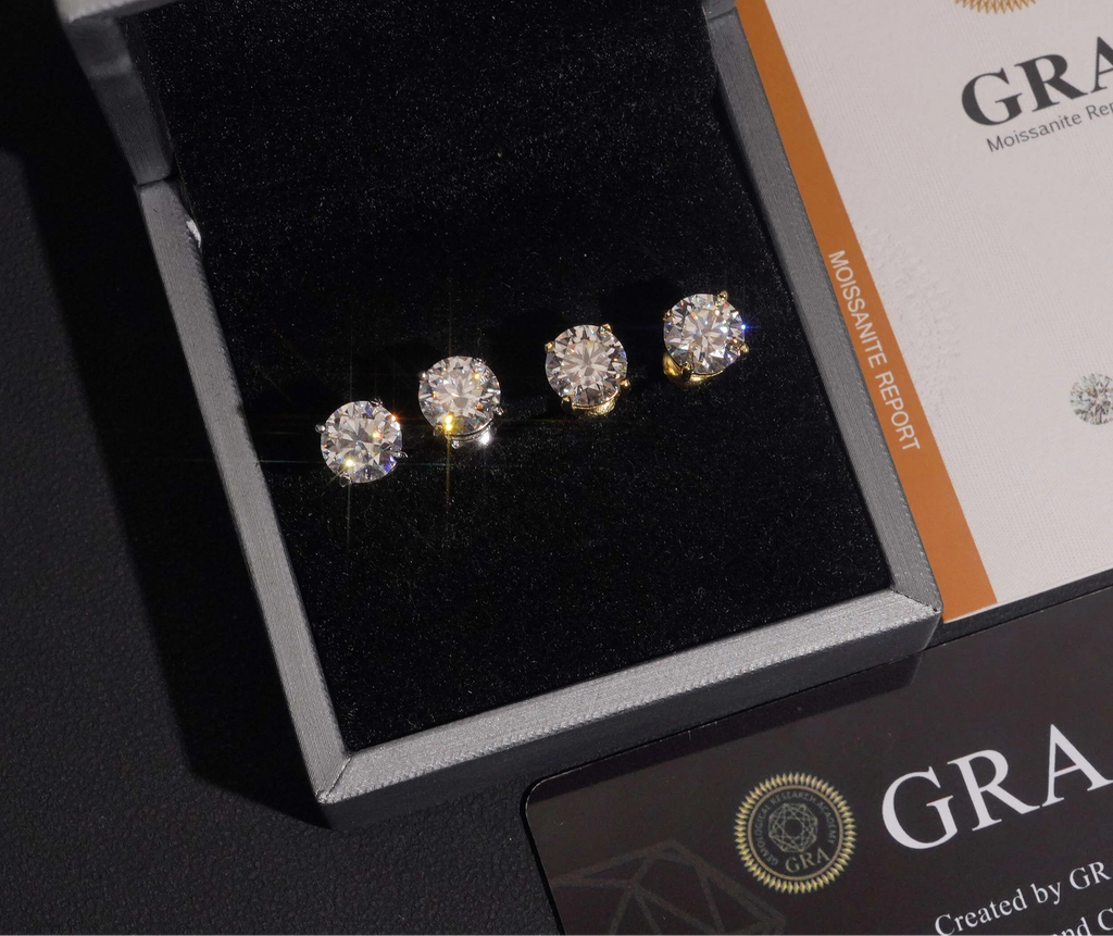 Timeless Moissanite Stud Earrings in 925 Silver