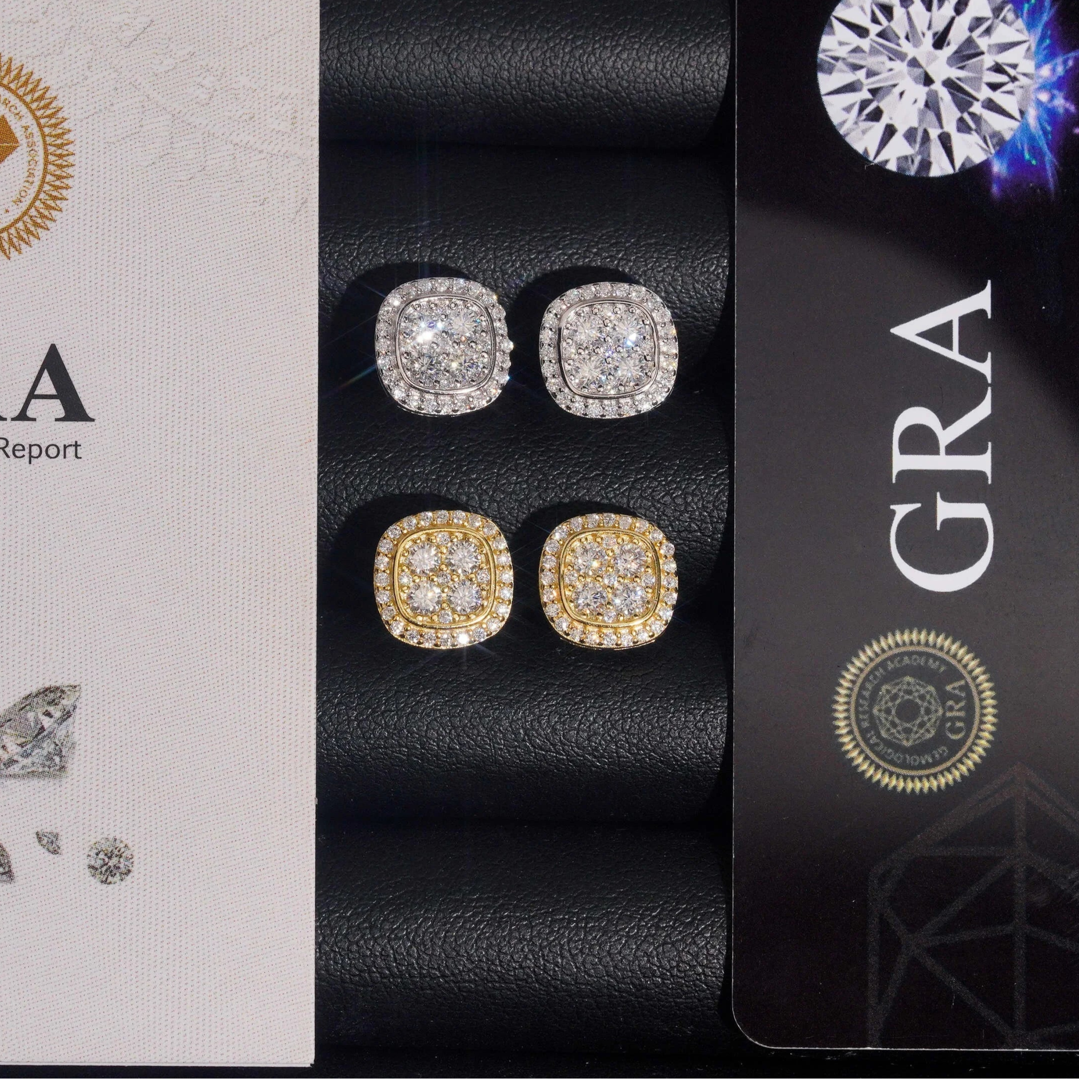 Iced Moissanite Hip Hop Earrings in 925 Silver