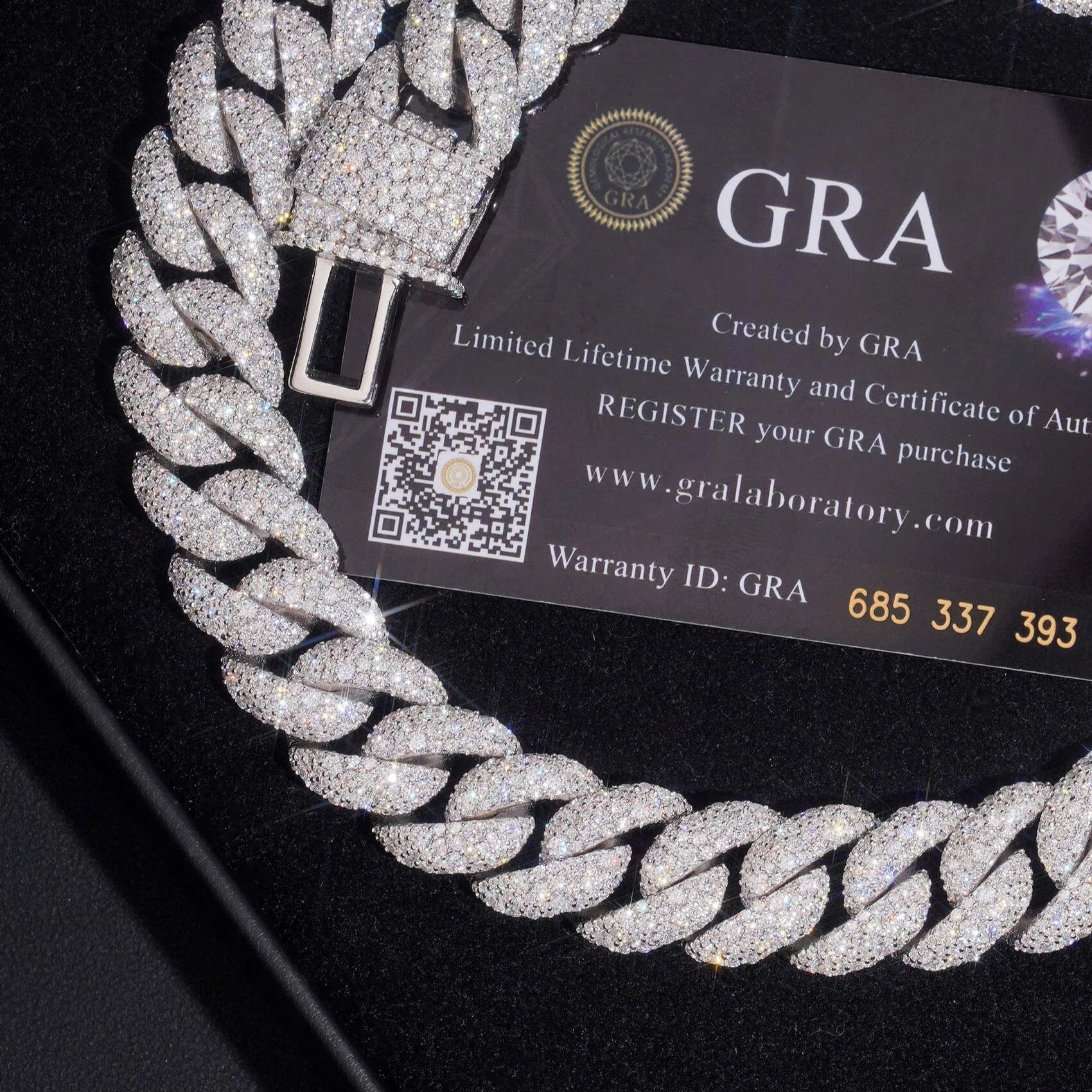 Iced Moissanite Cuban Link Chain in Solid Silver