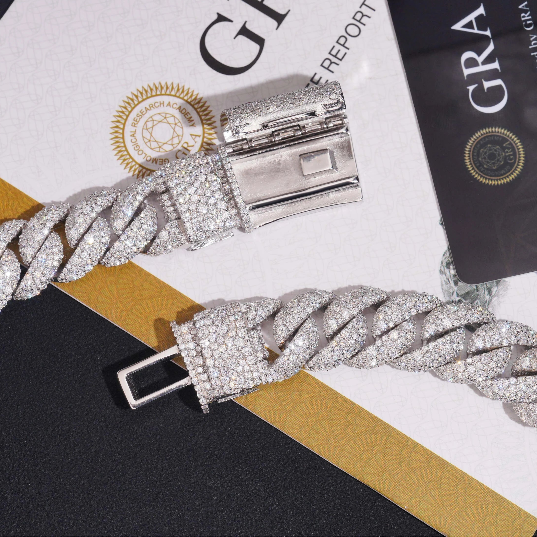 Iced Moissanite Cuban Link Chain in Solid Silver